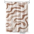 thumbnail image 1 of Abstract Lines Shower Curtain, Brown Water Ripple Modern Art Wave Waterproof Shower Curtain Set with 12 Hooks Lightweight Washable Fabric Shower Curtains for Bathroom 72x72 Inches, 1 of 6