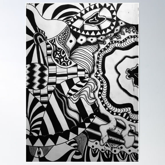 Abstract Lines Swirls Doodle Black And White Poster Wall Art, Modern Wall Decor For Living Room Bedroom, 8x12 UNFRAMED