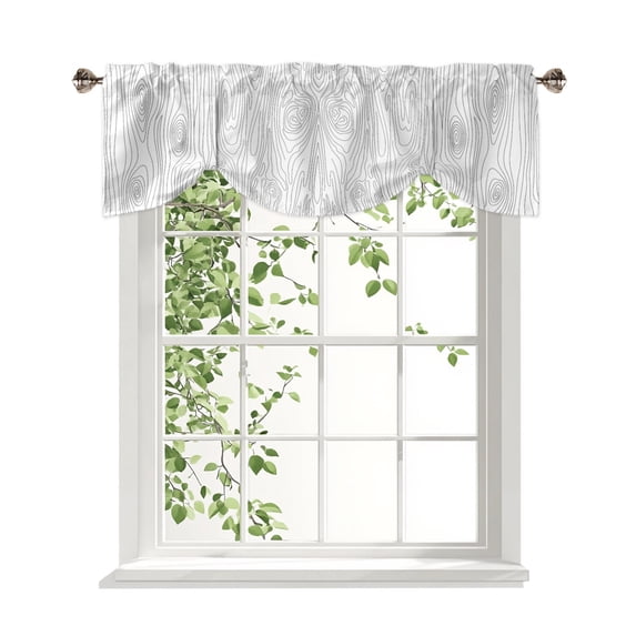 Abstract Lines Tie Up Valances Curtain, Vintage Art Black Tree Veins ...