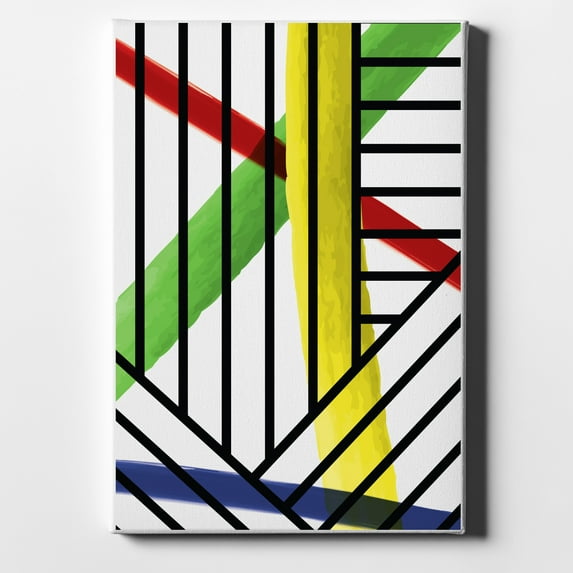 Abstract Lines and Paint Swatches - 11" x 14" - Decorative Canvas Wall Art - White Edge - 5/8" Gallery Wrapped