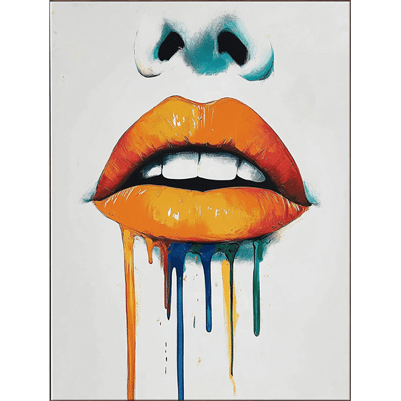 Abstract Lips Canvas Painting/Wall ArtSuitable for Living Room Bedroom Bathroom Office and Kitchen Decoration.