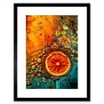 thumbnail image 1 of Abstract Liquid Paint Dried Orange Fruit Slice Artwork Framed Wall Art Print 9X7 Inch, 1 of 5