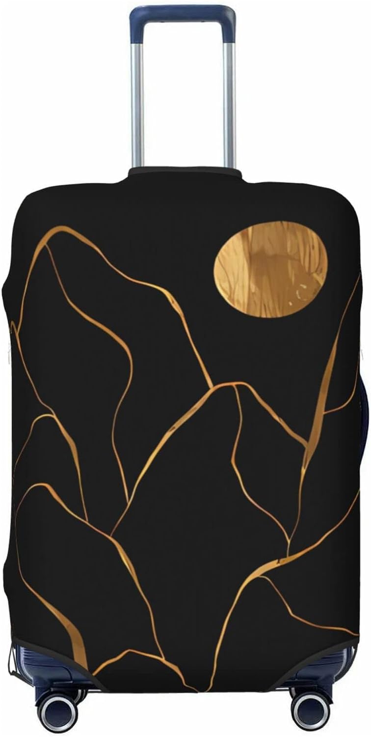 Abstract Liquid Wave Gold Blue Marble Travel Luggage Cover Elastic Anti