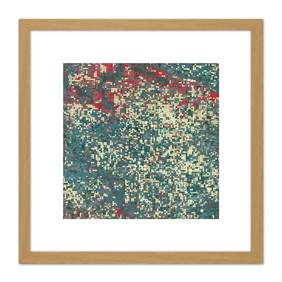 Abstract Little Squares 8X8 Inch Square Wooden Framed Wall Art Print Picture with Mount