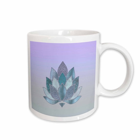 3drose, Abstract Lotus Flower Ornament in Blue and Turquoise, 11oz Mug