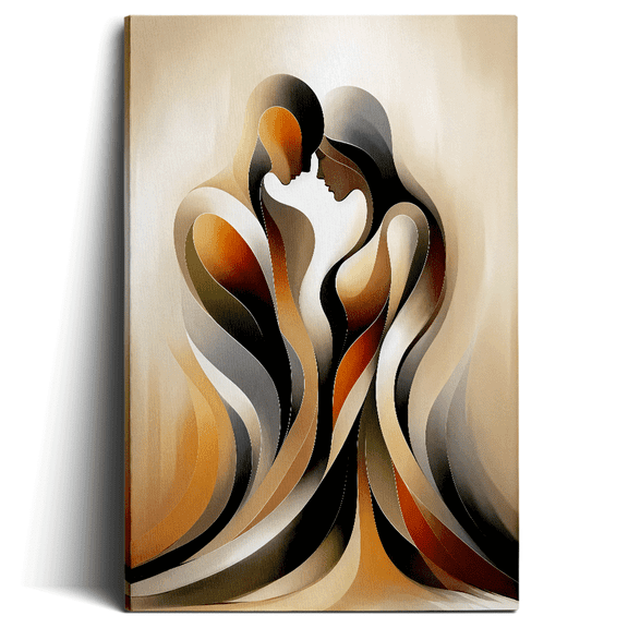 Topbout Art Minimalist Line Romantic Couple Canvas Art Gallery Wrapped - Bedroom Living Room 12x 8 inch