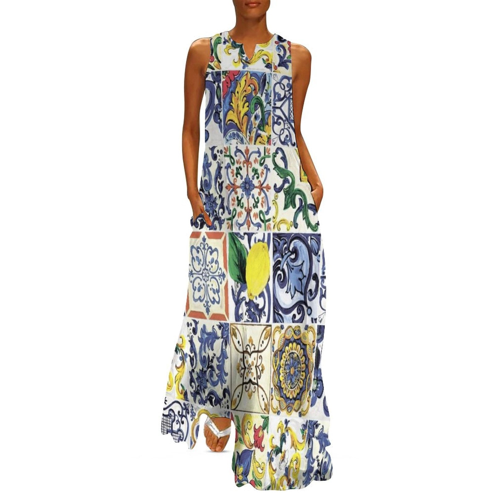 Abstract Majolica Long Dress prom clothes Women long dress evening ...