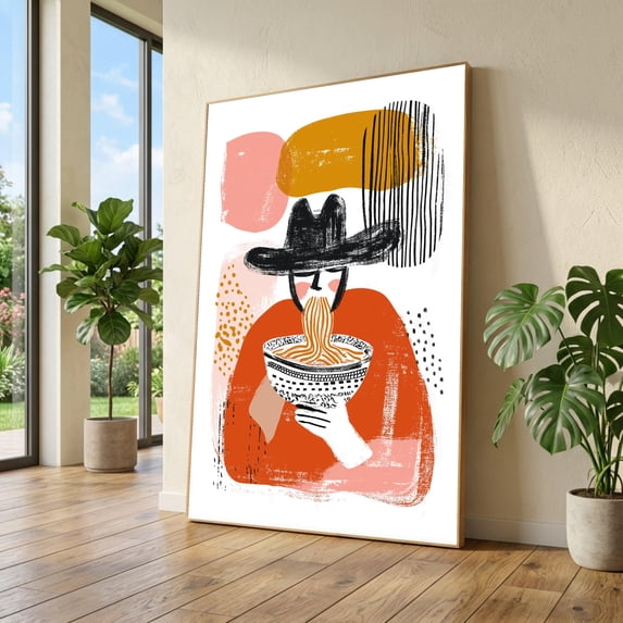 Abstract Man Noodles Food Art Ramen Bowl Poster , Poster Print Only ...