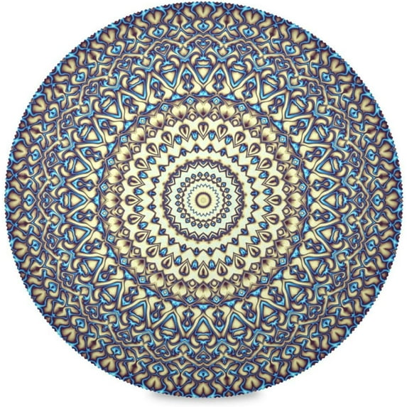 Abstract Mandala Pattern Elastic Welt Round Tablecloth Fade Resistant Shrink Resistant Soft Washable Table Cover for Indoors Or Outdoors and Anywhere You Want to Use It 72"X 72"
