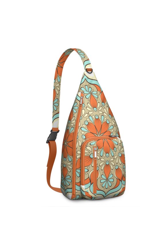 Abstract Mandala Sling Backpack - Boho Chic Geometric Print Crossbody Bag, Hidden Anti-Theft Pockets