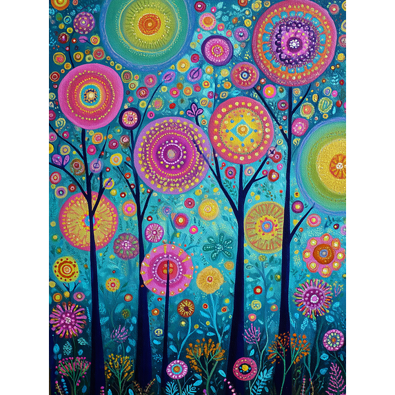 Abstract Mandala Tree Canvas Wall Art,Living Room Kitchen Hallway Decor