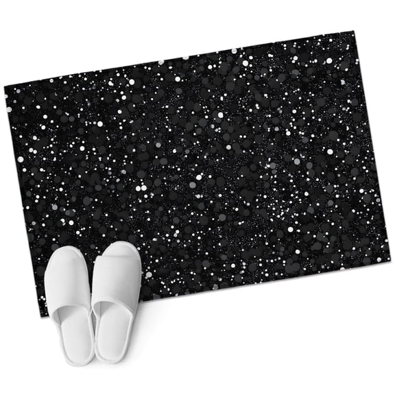 Abstract Marble Area Rug, Black Texture Sequins Decoration Rectangular Non-Slip Absorbent Washable Area Rug Felt Rubber Backing Indoor Carpet for Bedroom Living Room 2x3ft
