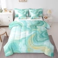 thumbnail image 1 of Abstract Marble Art Bedding Set Green Golden Marble Bed In A Bag With Sheets For Women Men,Gradient Marbling Twin Comforter Set 7 Piece Modern Simple Stone Grain Watercolor Bed Set, 1 of 5