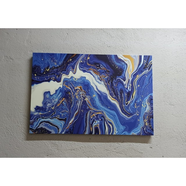 Abstract Marble Art, Gold Marble Poster, Modern Wall Decor, Navy Blue