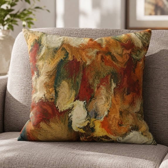 Abstract Marble Art Throw Pillow Cover – Warm Earth Tones, 1-Side Print ...