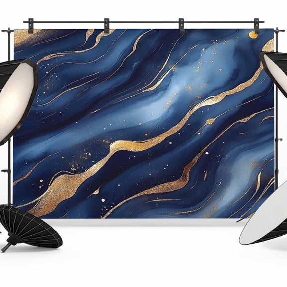 Abstract Marble Backdrop for Photography, Gold Navy Texture Modern Style Simple Photo Backdrop Portrait Background Party Banner Photo Backgrounds for Studio Booth Props, 7x5ft
