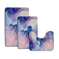 thumbnail image 1 of Abstract Marble Bath Mat Set Blue Pink Textured Pattern Modern Art Home Floor Carpet Bathroom Decor Non-Slip Rugs U-shape Mats, 1 of 5