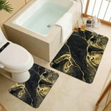 Abstract Marble Bathroom Floor Mat Set Quick Dry U Shaped Toilet Rug ...