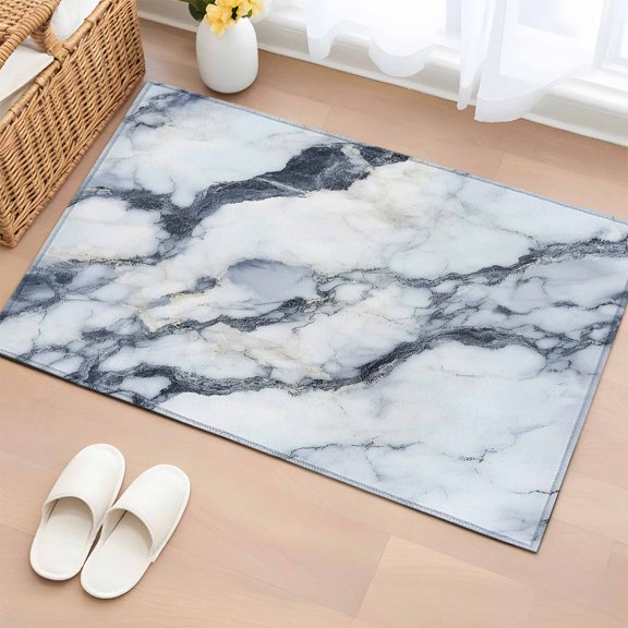 Abstract Marble Bathroom Rug Washable 2x3 Entryway Rug Non Slip Modern Ink Painted Aesthetics Luxury Front Door Mat Low Pile Indoor Doormat Throw Floor Carpet for Kitchen Bedroom Entrance