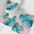 thumbnail image 1 of Abstract Marble Bathroom Rugs Set Teal Pink Stone Texture Natural Crack Modern Non Slip Absorbent Soft Bath Mats 3 Piece Set with Bathroom Rug, U-Shaped Floor Mat, Toilet Seat Cover Small Size, 1 of 9