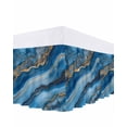 thumbnail image 1 of Abstract Marble Bed Skirt King Size 16" Drop Blue Gradient Gold Crack Texture Art Ruffled Wrap Around Bed Skirts Adjustable Elastic Bedskirt Dust Ruffle for King Size Bed, 1 of 7