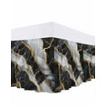 thumbnail image 1 of Abstract Marble Bed Skirt Queen Size 16" Drop Black Gold Crack Texture Impressionist Ruffled Wrap Around Bed Skirts Adjustable Elastic Bedskirt Dust Ruffle for Queen Size Bed, 1 of 7