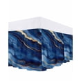 thumbnail image 1 of Abstract Marble Bed Skirt Queen Size 18" Drop Blue Gold Texture Modern Style Simple Ruffled Wrap Around Bed Skirts Adjustable Elastic Bedskirt Dust Ruffle for Queen Size Bed, 1 of 7