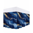 thumbnail image 1 of Abstract Marble Bed Skirt Queen Size 18" Drop Gold Texture Modern Blue Simple Ruffled Wrap Around Bed Skirts Adjustable Elastic Bedskirt Dust Ruffle for Queen Size Bed, 1 of 7