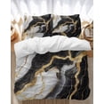 thumbnail image 1 of Abstract Marble Bedding Duvet Cover Set Full Size 4 Pieces Gold Texture Simple Black White Modern Bedding Set with Zipper Closure, 1 Comforter Cover 86x86 Inches 1 Flat Sheet & 2 Pillow Cases, 1 of 7