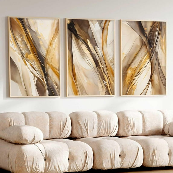 Abstract Marble Canvas Wall Art Brown Abstract Painting Brown and Gold Pictures Wall Decor Brown Marble Painting Abstract Neutral Prints Neutral Beige Wall Art Modern Artwork