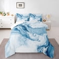 thumbnail image 1 of Abstract Marble Down Comforter Light Blue Marble Grain Comforter Sets Twin For Adult Men Women,Bronzing Sequins Stone Grain Bedding Set,Tie Dye Marbling Quilt Set 2 Pcs, 1 of 7