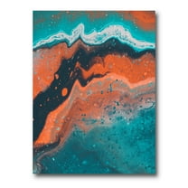 Abstract Marble Composition In Orange and Blue VI 12 in x 8 in Painting Canvas Art Print, by Designart