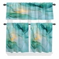 thumbnail image 1 of Abstract Marble Curtain Valances Set Navy Blue Gold Gradient Wave Texture Kitchen Curtains 36&nbsp;inch Length Rod Pocket Valance and Tiers 3 Piece Set Small Bedroom Bathroom Laundry Decor, 1 of 9