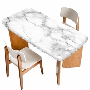 Abstract Marble Fitted Rectangle Tablecloth 30" x 60" Minimalist Art Back Texture Simple Style Elastic Table Cloth Fits for 5 Foot Folding Tables Waterproof Table Cover for Picnic Camping Outdoor