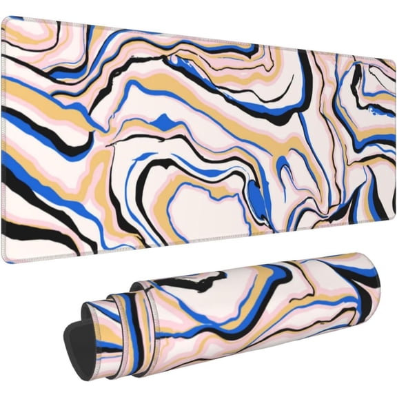 Abstract Marble Gaming Mouse Pad XL, Large Non Slip Rubber Mousepad, Stitched Edges Mouse Pads, Long Extended Mice Pad,31.5'''' X 11.8''''