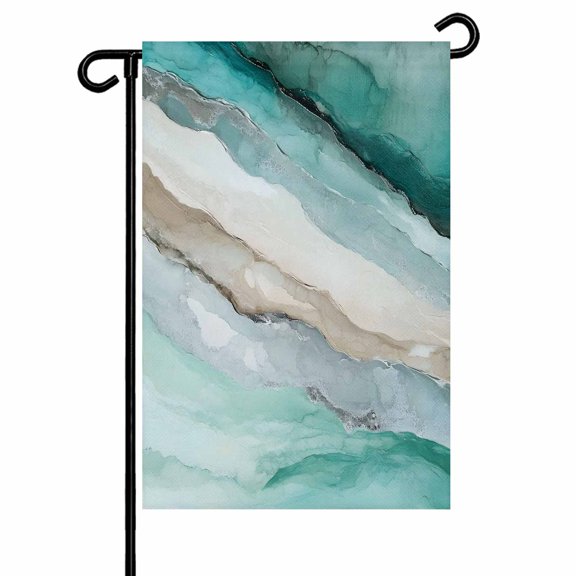 Abstract Marble Garden Flag 12x18 Inch Texture Cyan Brown Gradient Waves Double Sided Small Decorative Garden Flags for Outside, Outdoor Yard Porch Lawn Decoration