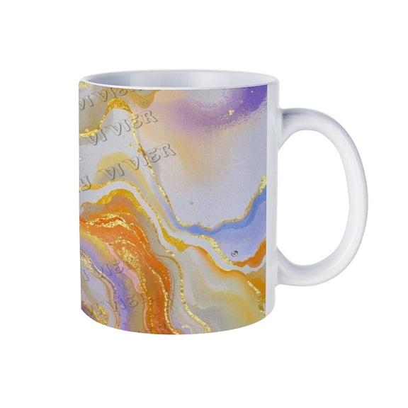 Abstract Marble Grain Porcelain Mug, 11 Ounce, Decorative Tea Cup for Kitchen