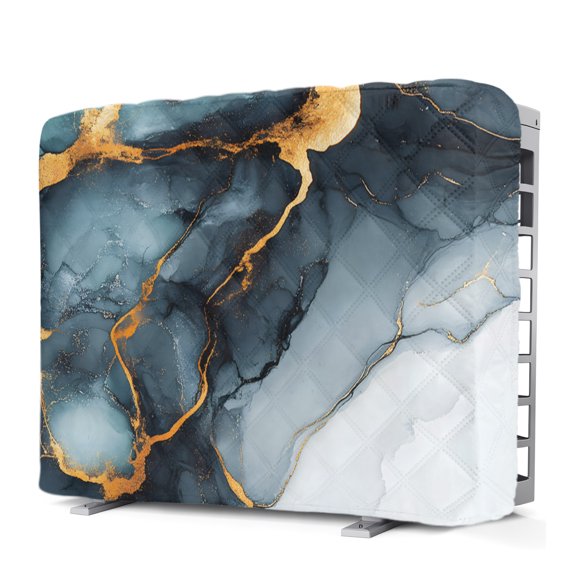 Abstract Marble Indoor Window Air Conditioner Cover Water Duck Green Gradient Watercolor Texture Double Insulation AC Covers for Inside Window Unit Waterproof AC Unit Covers 17"Lx13"Hx3.5"D