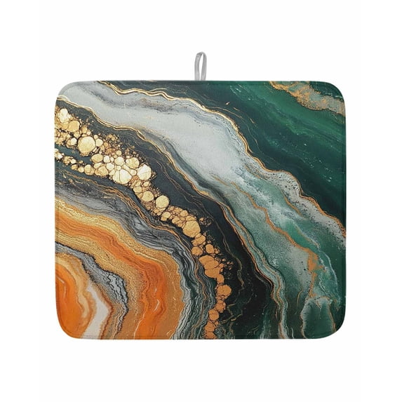 Abstract Marble Ink Art Green Painting Dish Drying Mats for Kitchen ...