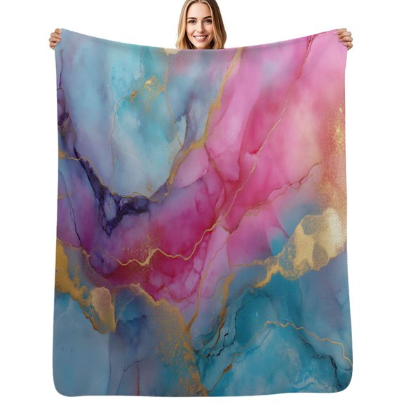 Abstract Marble Ink Art Soft Blanket Travel Bedding Throws Flannel Bedspread Sofa Bed Cover