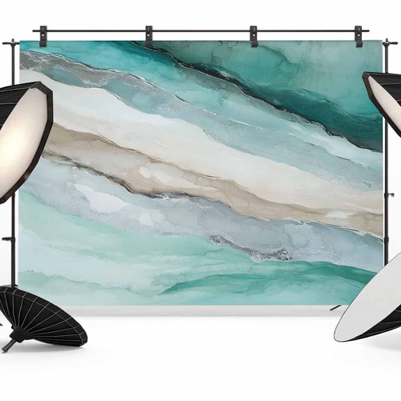 Abstract Marble Photography Backdrop 7x5FT, Texture Cyan Brown Gradient Waves Photo Backdrops, Background for Photography Studio Photo Studio Background, Back Drop for Photoshoot