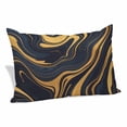 thumbnail image 1 of Abstract Marble Pillow Covers, Linen Long Throw Pillow Case, Black Golden Modern Ombre Fluids Art Holiday Pillow Protector Decorative Cushion Cover for Living Room/Bedroom 20" x 30", 1 of 8