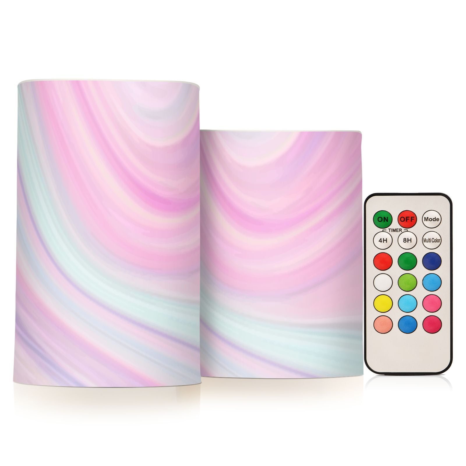 Abstract Marble Pink 2 PCS LED Flickering Flameless Candles with Remote Control Realistic 3D Wick LED Window Candles Sets for Wedding Table Home Decoration Gifts
