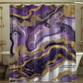 Abstract Marble Print Purple and Gold Glitter Bathroom Curtain Shower