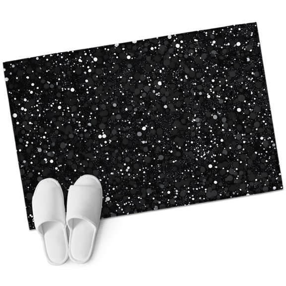 Abstract Marble Rectangle Area Rug 2x3ft Black Texture Sequins Decoration Washable Rugs for Living Room, Non Slip Soft Carpet for Bedroom Entryway Dining Room