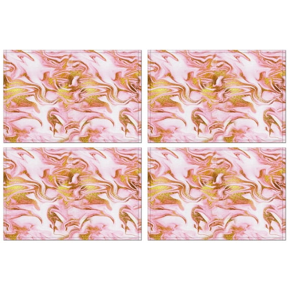 Abstract Marble Rose Gold Place Mats Durable Placemats for Indoor Kitchen Dining Cute Funny Kitchen Table Mats
