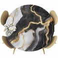 thumbnail image 1 of Abstract Marble Round Fitted Table Cover Gold Texture Simple Black White Modern Waterproof Table Cloth with Elastic Edge Wipeable Tablecloth for Picnic Camping Party Fits 36"-44" Diameter, 1 of 8