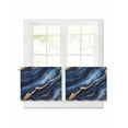 thumbnail image 1 of Abstract Marble Short Blackout Curtains 30 Inch Long Gold Navy Texture Modern Style Simple Rod Pocket Kitchen Curtains, 2 Panels Thermal Insulated Room Darkening Drapes for Bedroom, 42"W x 30"L, 1 of 5
