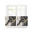 thumbnail image 1 of Abstract Marble Short Blackout Curtains 30Inch Long Gold Texture Simple Black White Modern Rod Pocket Kitchen Curtains, 2 Panels Thermal Insulated Room Darkening Drapes for Bedroom, 30"W x 30"L, 1 of 5