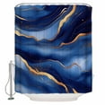 thumbnail image 1 of Abstract Marble Shower Curtain, 60" x 72", Navy Gold Texture Modern Style Simple Waterproof Bathroom Curtain Washable Shower Curtain Set with 12 Hooks, 1 of 6